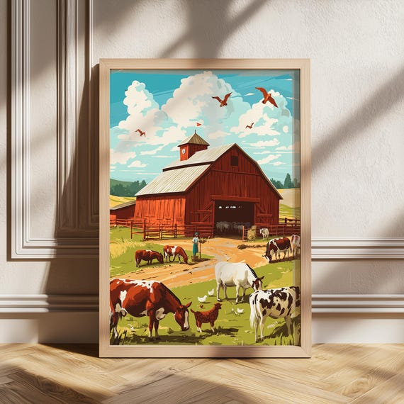 Farmhouse Retro Poster Prints Rustic Wall Art Vintage Farm Western Style Homestead