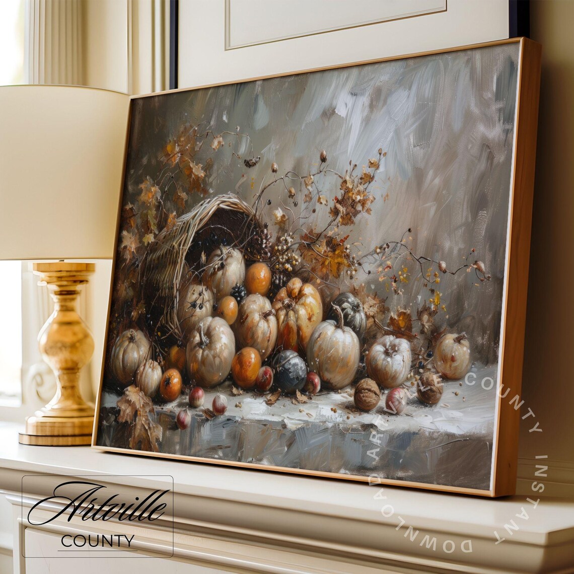 Autumn Cornucopia Harvest Still Life Oil Painting Style Poster - Image 4