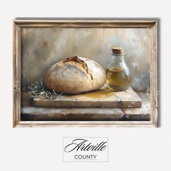 Farmhouse Bread Still Life Art Print, Cottagecore