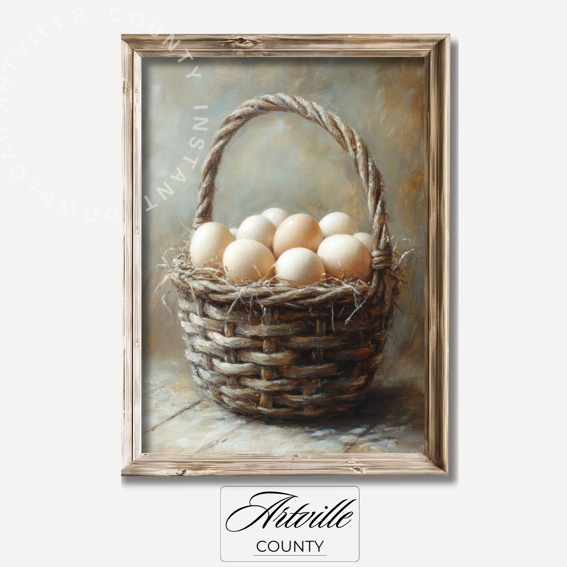Basket Of Farm Fresh Eggs Rustic Kitchen Still Life Wall Poster