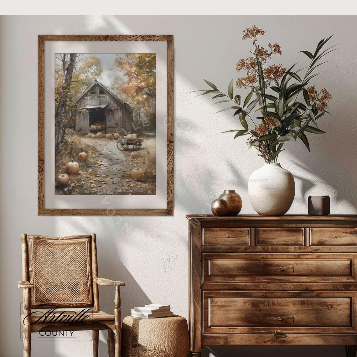 Farmhouse Pumpkin Barn Art Print, Autumn Foliage - Image 4