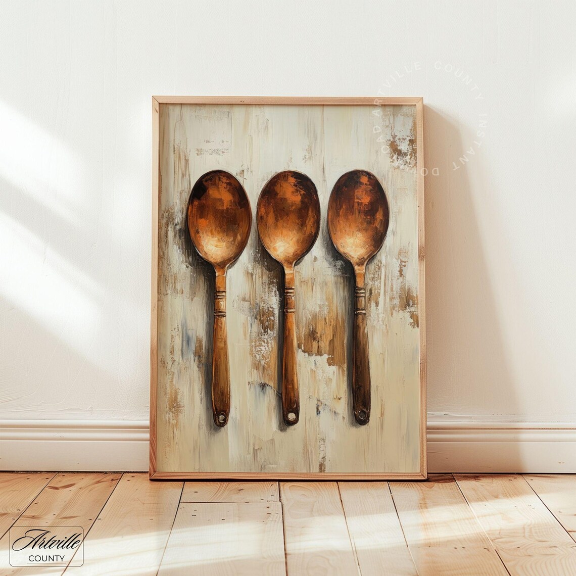 Copper Spoons Rustic Kitchen Vintage Farmhouse Utensil Painting Poster - Image 4