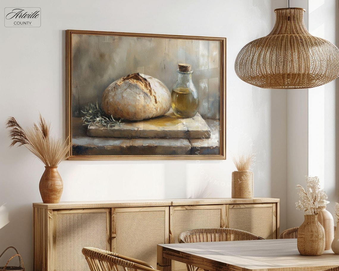 Farmhouse Bread Still Life Art Print, Cottagecore - Image 4