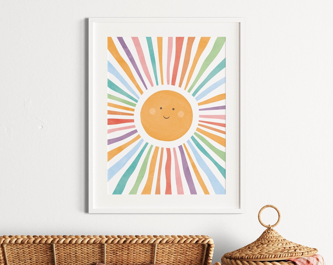 Watercolor Sun Poster, Nursery Room Wall Art - Image 4