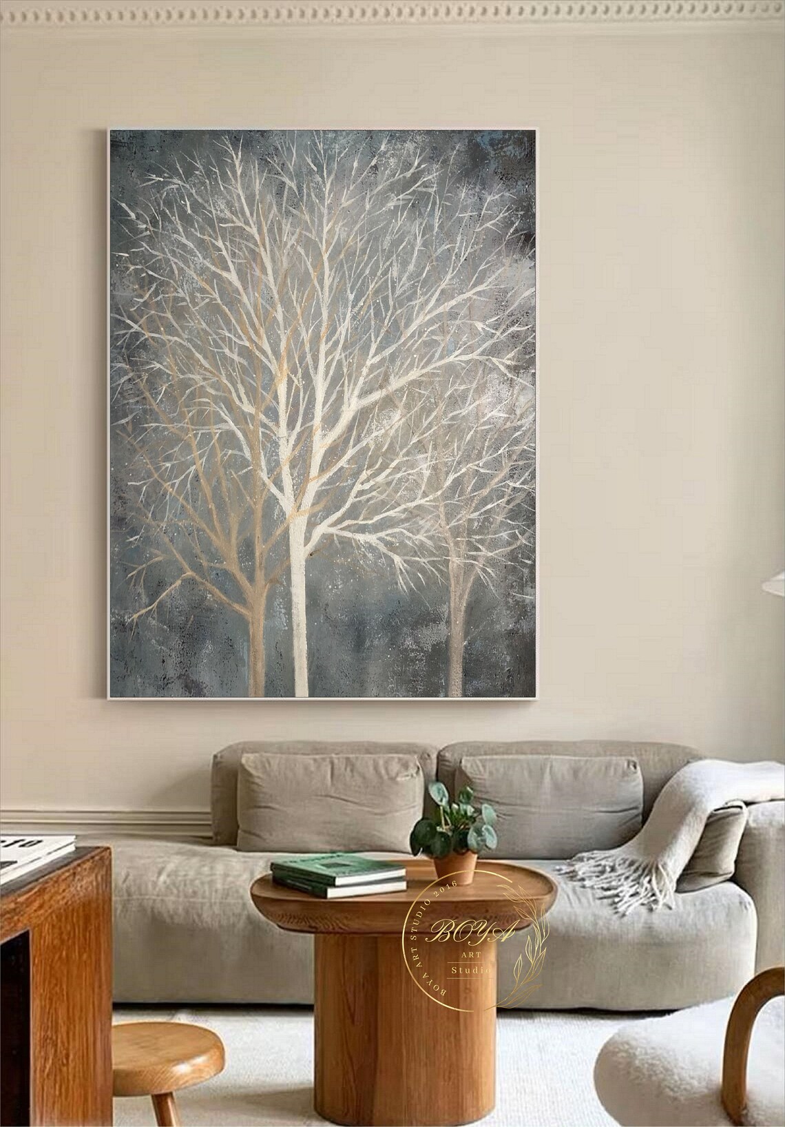 Abstract Tree Painting, Winter Forest Wall Art - Image 5
