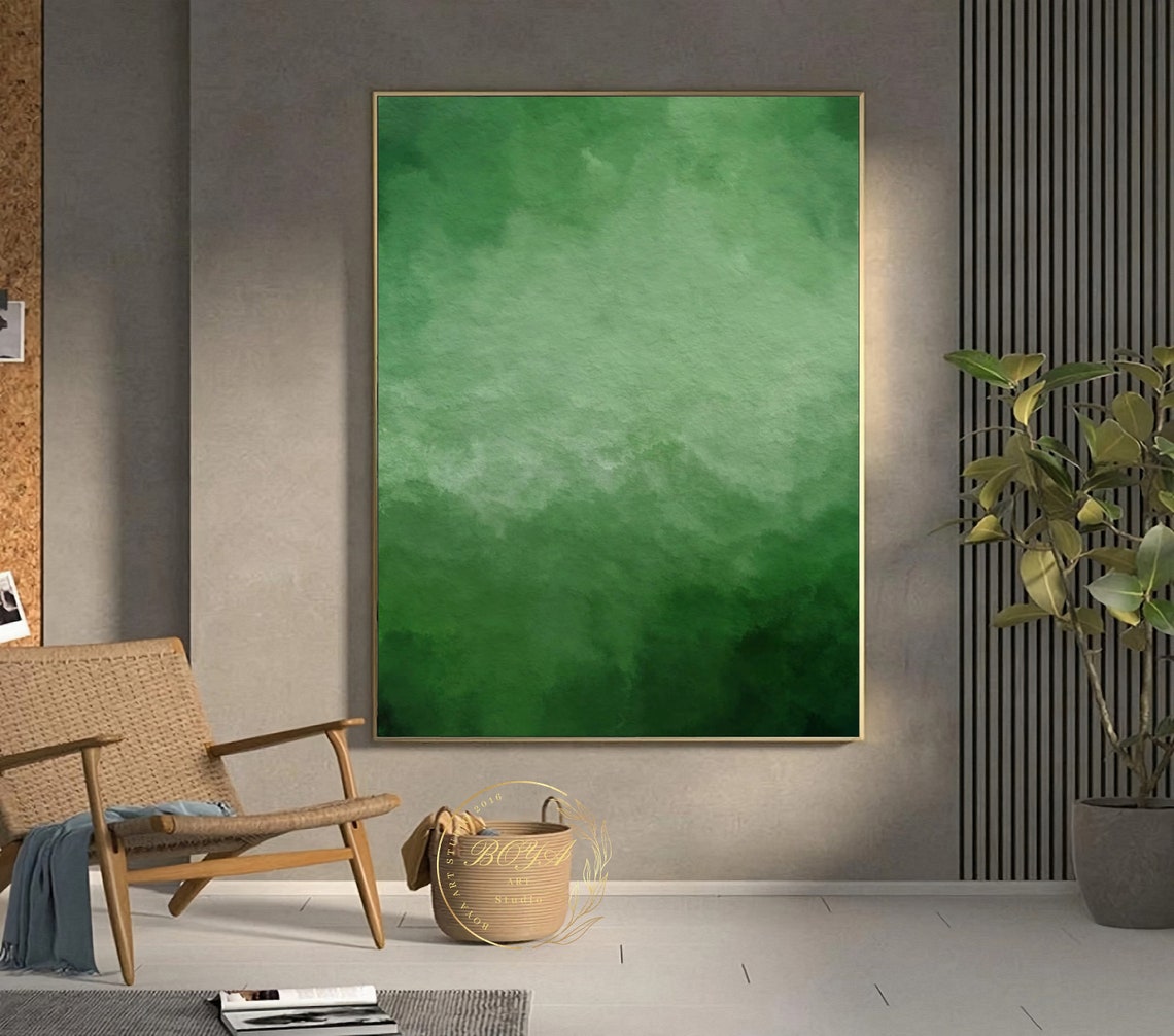 Soothing Green Watercolor Gradient Soft Minimalist Art Poster - Image 2