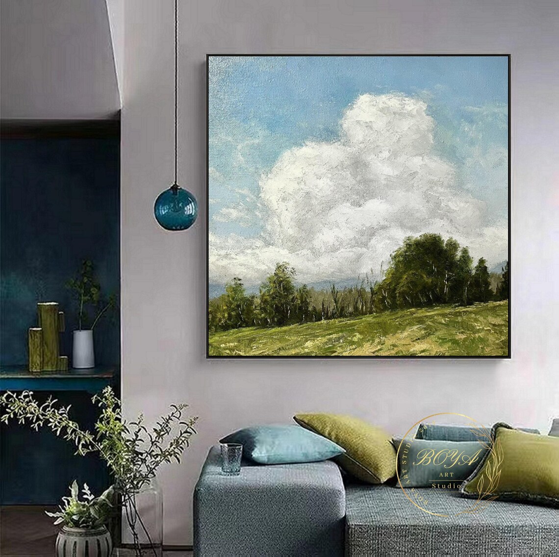 Cloudy Sky Abstract Painting, Wall Art Print - Image 5