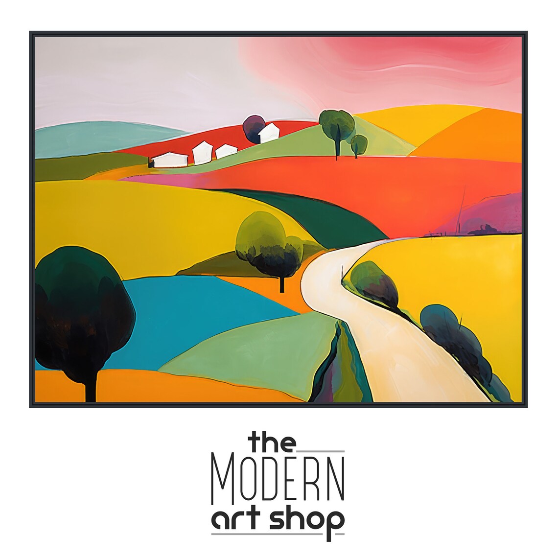 Vibrant Abstract Countryside With Winding Road Colorful Poster - Image 4