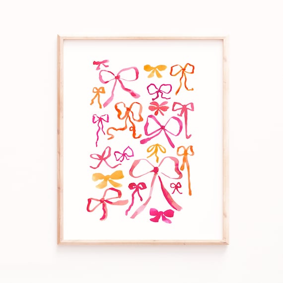 Ribbons Watercolor Art Print, Girls Room Nursery Decor