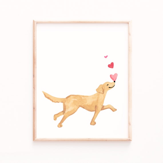 Golden Retriever Valentine Art Print, Love Theme