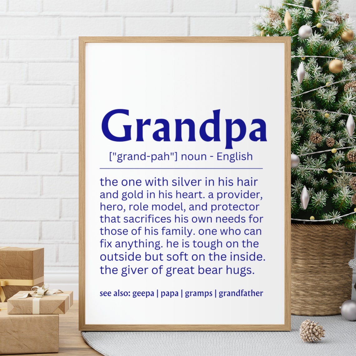 Grandpa Definition Sign Fathers Day Gift Blue Family Wall Poster - Image 9