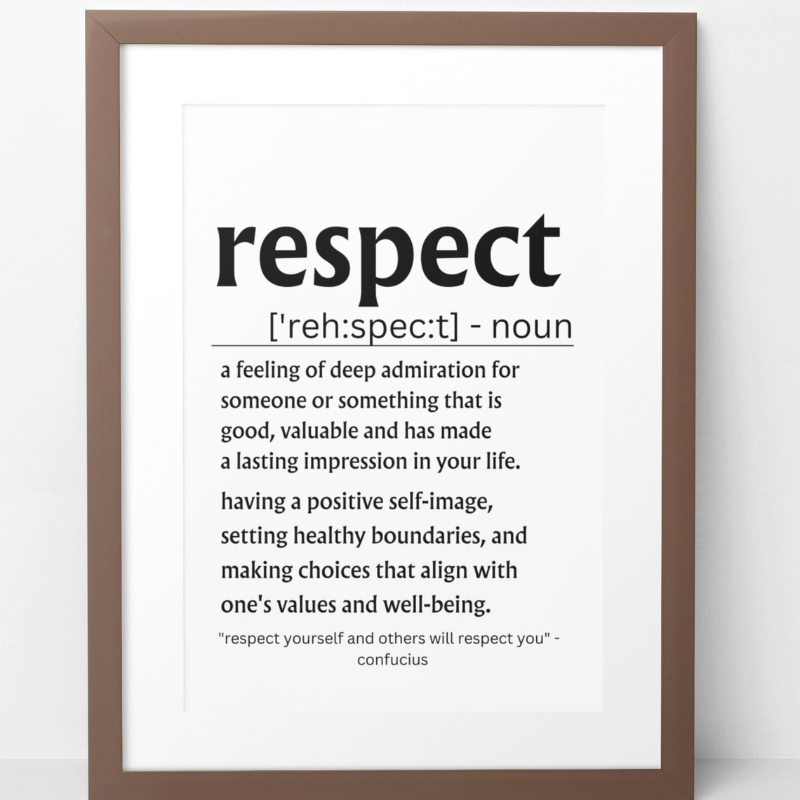 Respect Definition Inspirational Quote Classroom Office Poster - Image 7