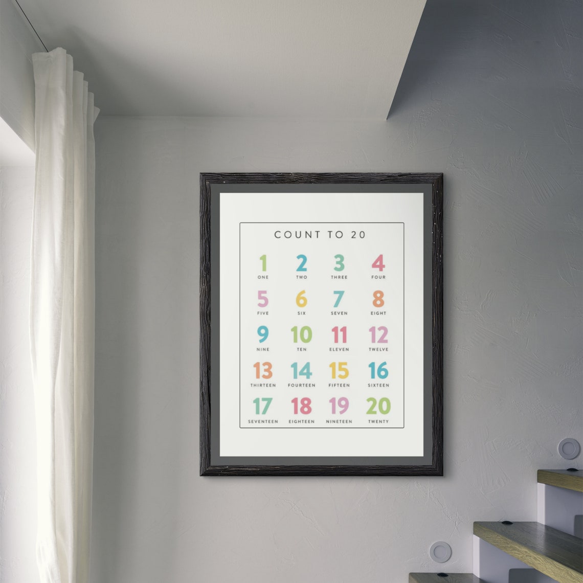 Count to 20 Pastel Numbers Educational Kids Learning Poster Gift - Image 2