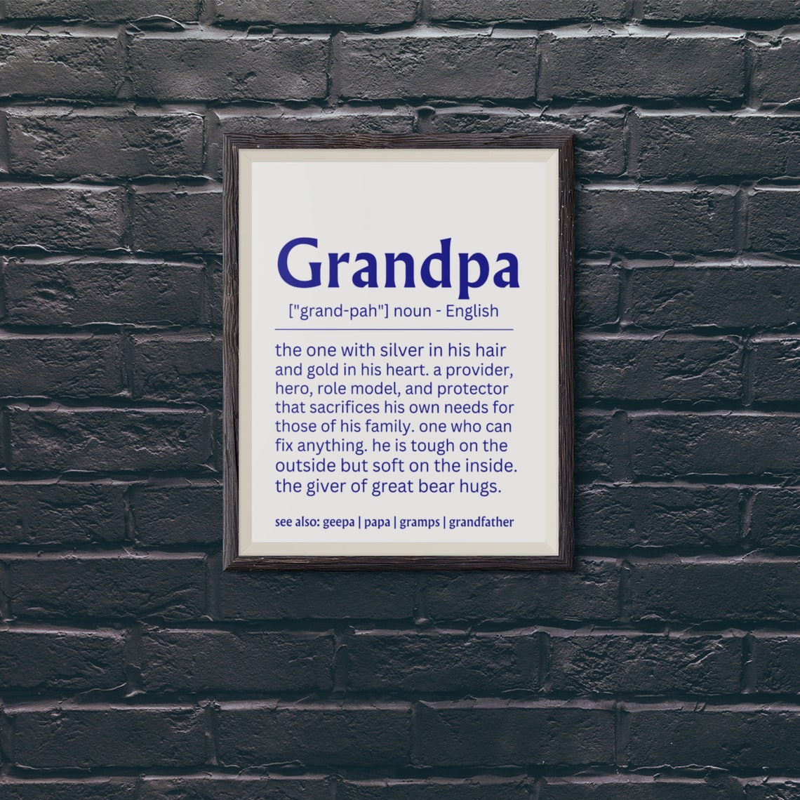 Grandpa Definition Sign Fathers Day Gift Blue Family Wall Poster - Image 7