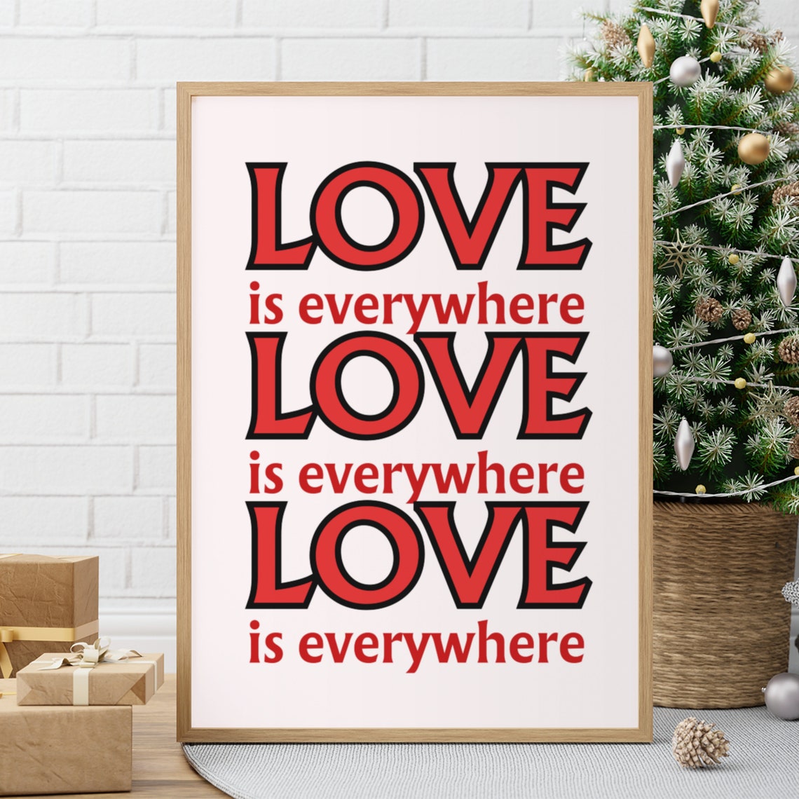 Love Is Everywhere Bold Red Retro Lettering Romantic Quote Poster - Image 6