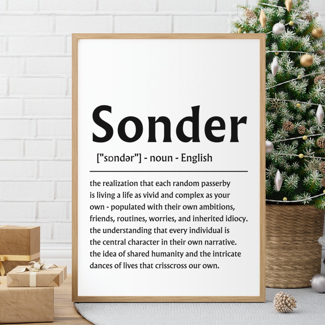 Sonder Definition Minimalist Poster, Word Art Print