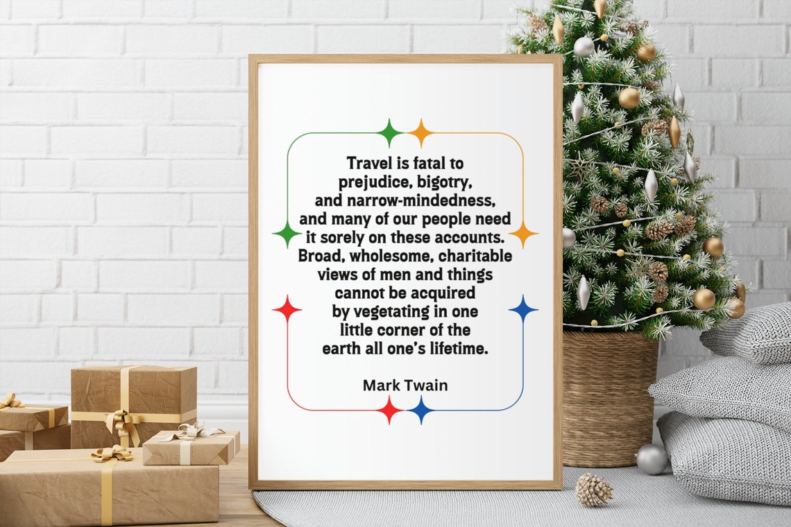 Mark Twain Travel Quote Prejudice Colorful Star Border Poster - Image 3