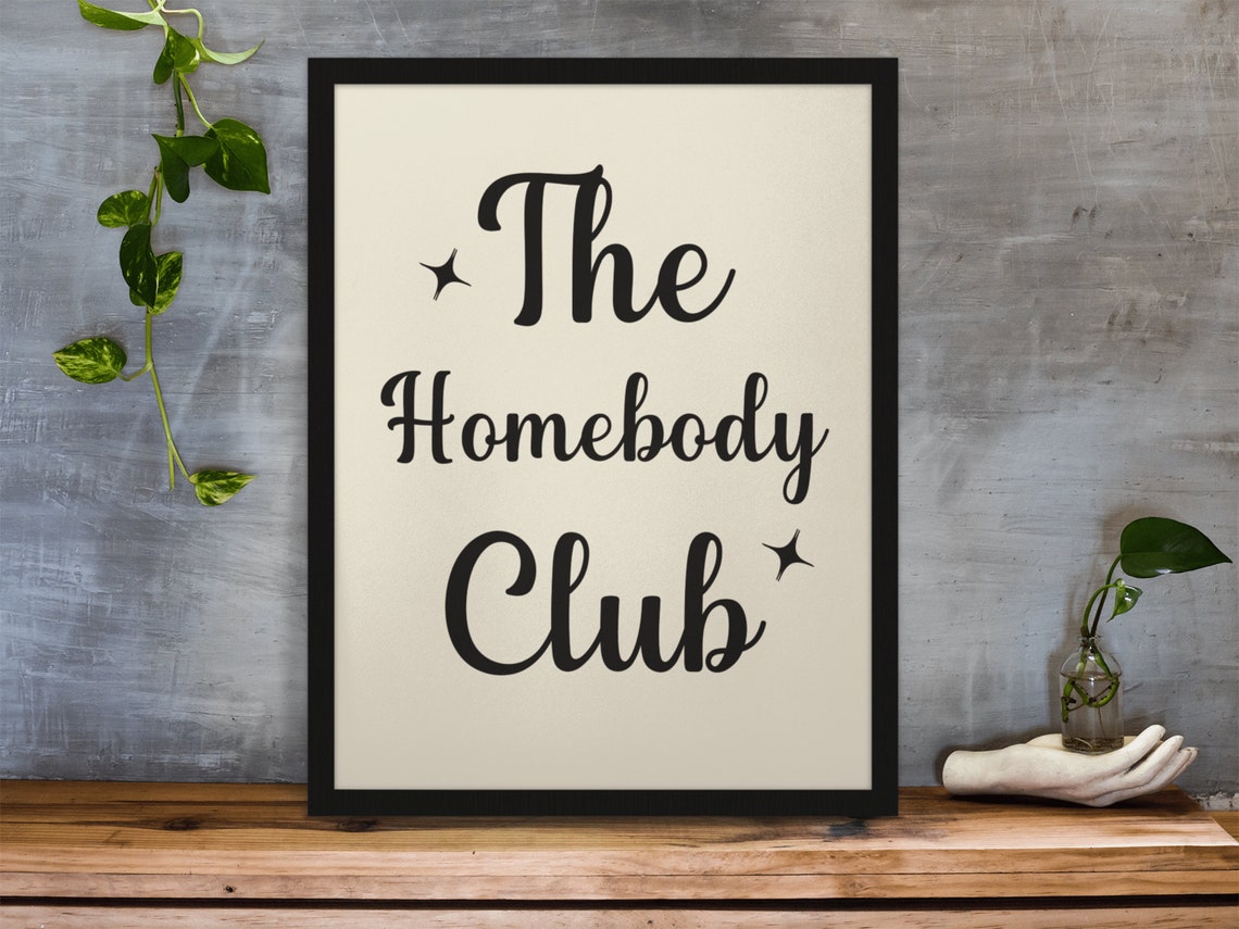 The Homebody Club Script Funny Introvert Gift Cream Wall Poster - Image 2