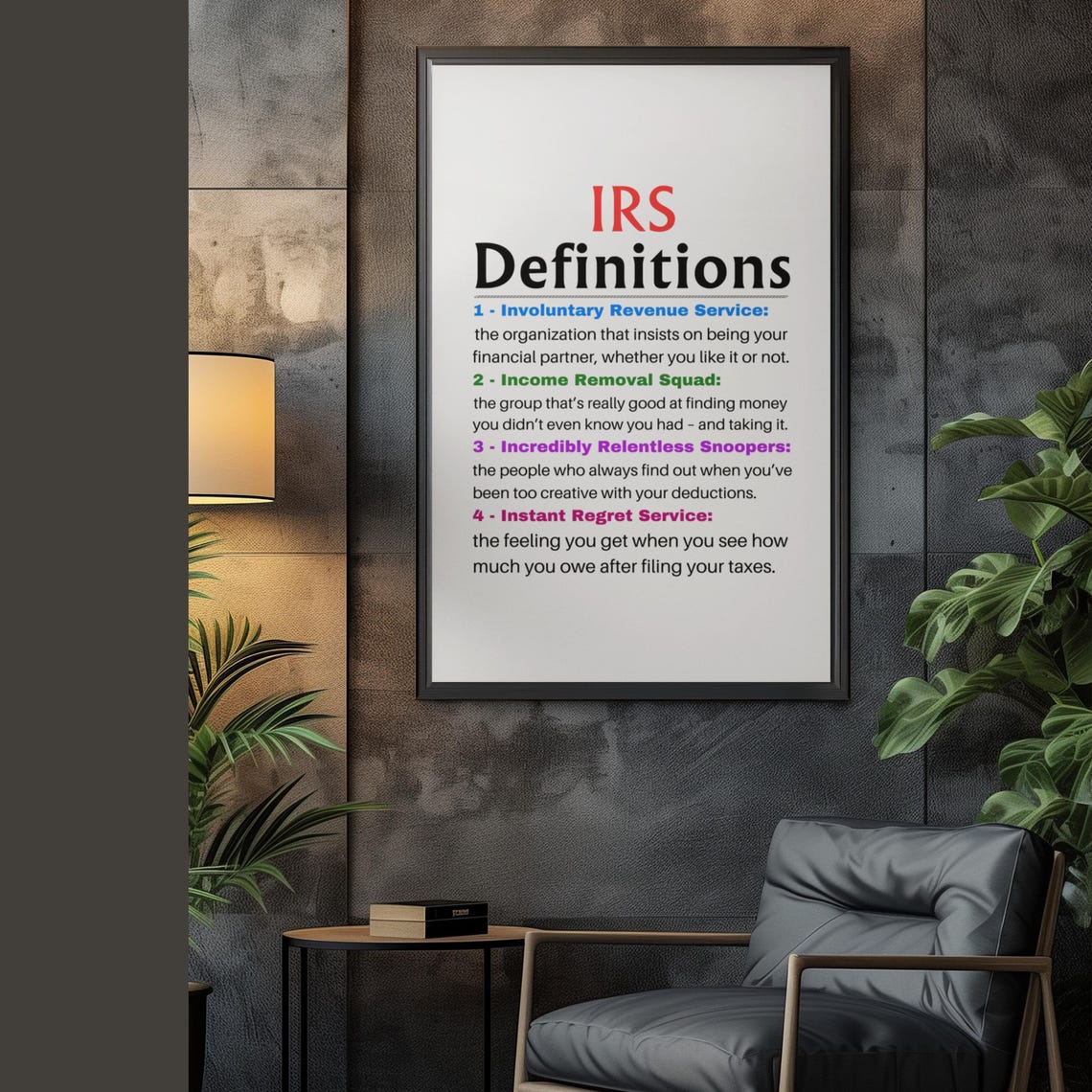 Funny IRS Definitions Tax Humor Office Wall Poster Decor Gift - Image 3