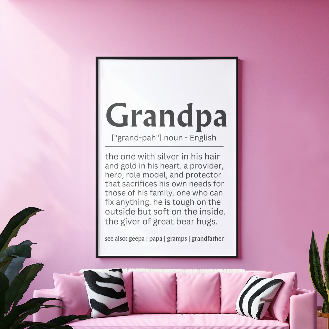 Grandpa Definition Christmas Gift, Family Wall Art Print - Image 2