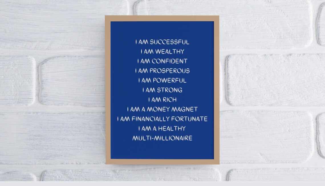 I Am Affirmations Wealth Abundance Positive Mindset Quote Poster - Image 2