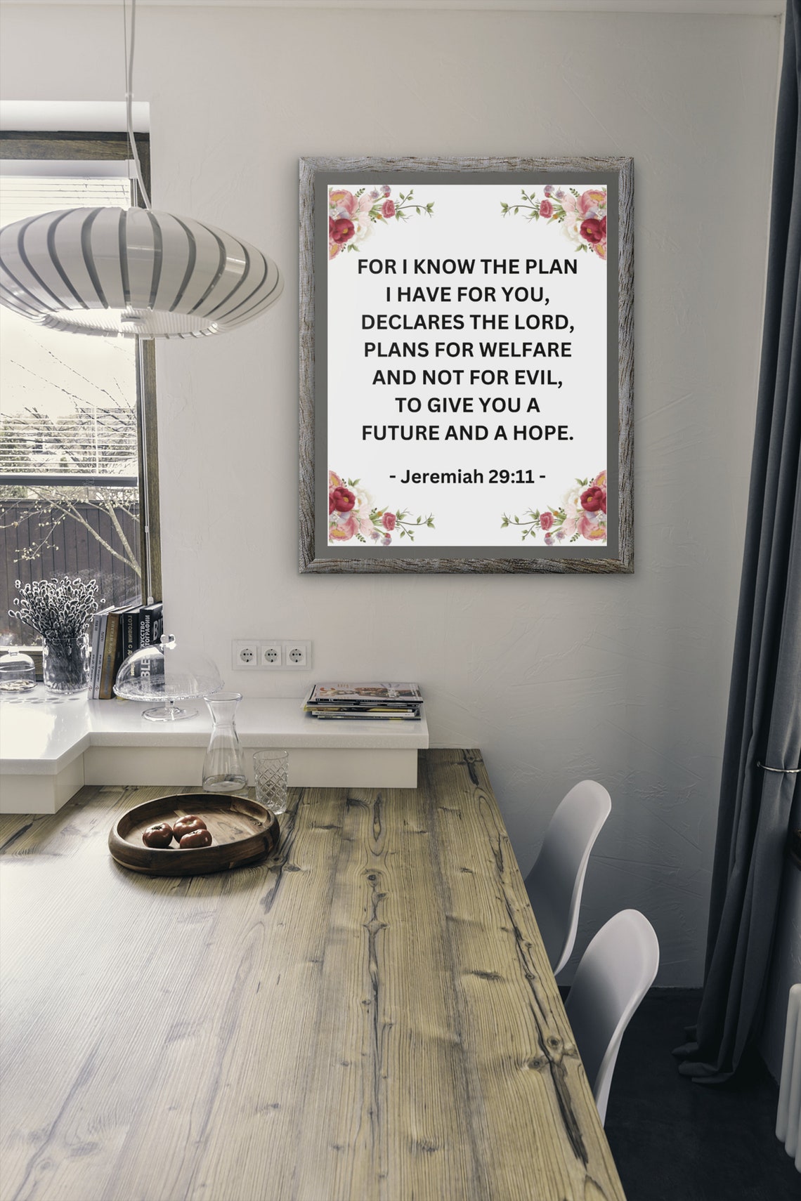 Christian Wall Art Prints Jeremiah 2911 Floral Corners Bible Verse Print Scripture Nursery Decor Faith Poster Arts - Image 3