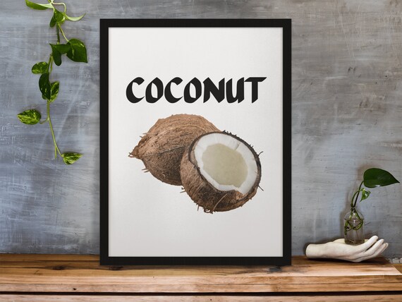 Coconut Fruit Art Prints Print For Kitchen Fruit Wall Art Print Kitchen Food Artwork Nursery Kid Learning Room Decor