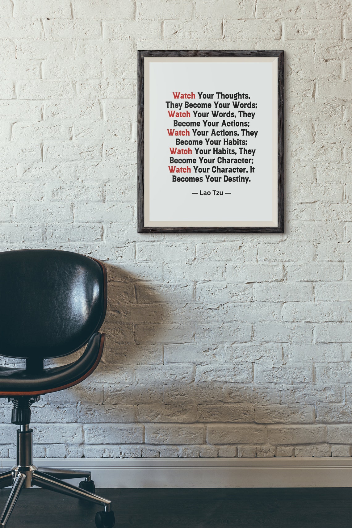 Watch Your Thoughts Lao Tzu Quote Inspirational Typography Poster - Image 2