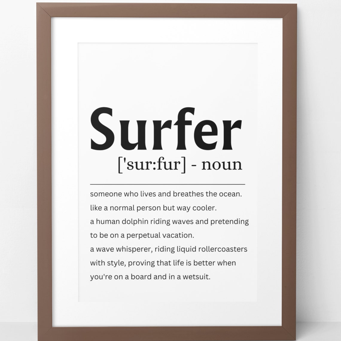 Surfer Definition Funny Quote Ocean Beach Lover Gift Wall Poster - Image 8