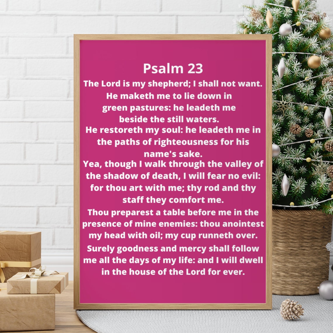 Psalm 23 Scripture Poster Full Bible Text Black and White Wall Decor - Image 2
