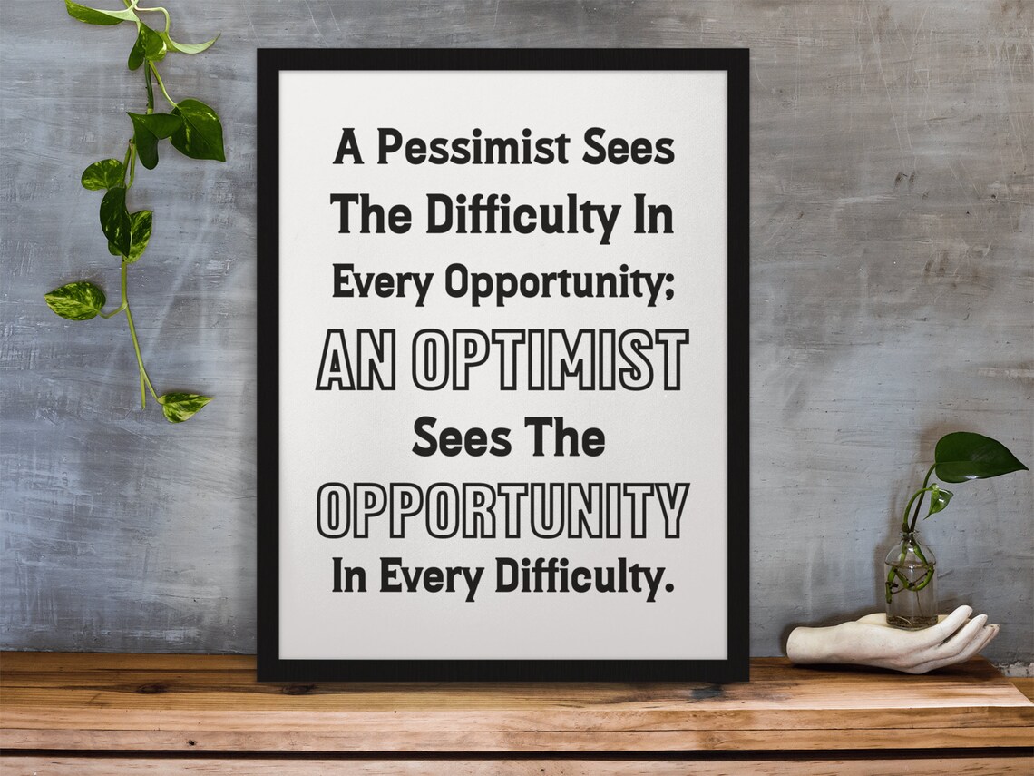 Optimist Opportunity Quote Winston Churchill Mindset Wall Poster - Image 10
