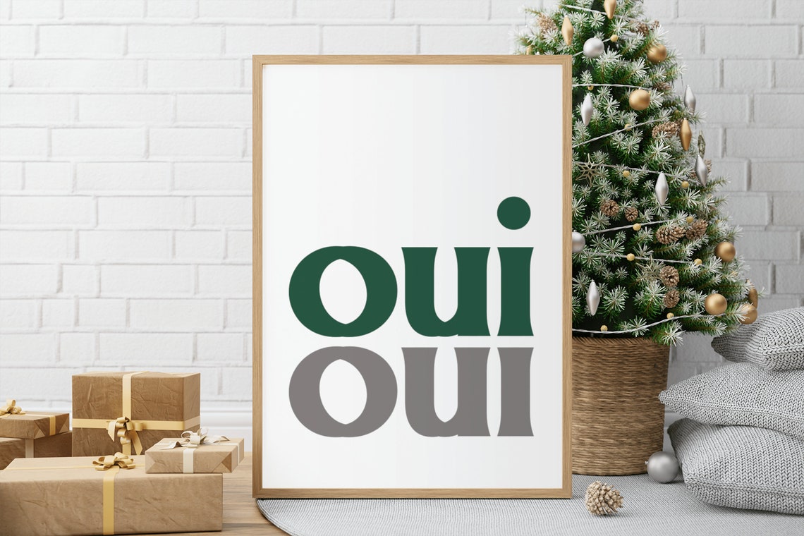 Oui Oui French Chic Green Typography Minimalist Home Decor Poster - Image 2