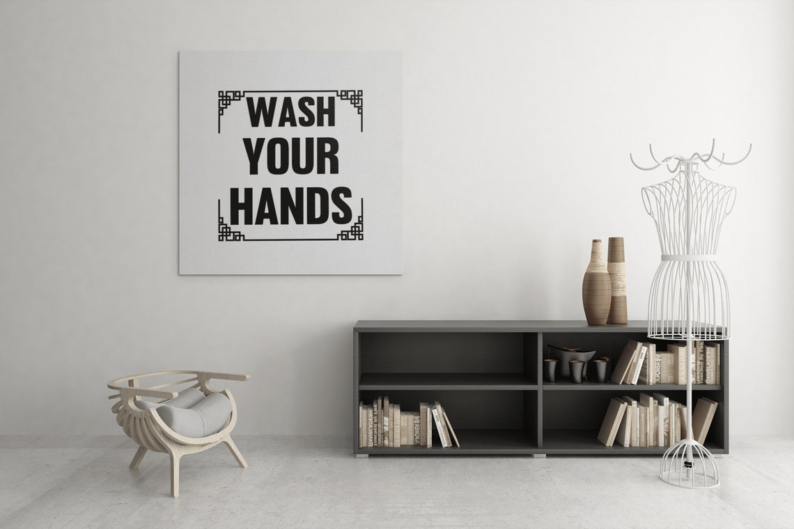 Wash Your Hands Bold Black Typography Bathroom Sink Sign Poster - Image 3