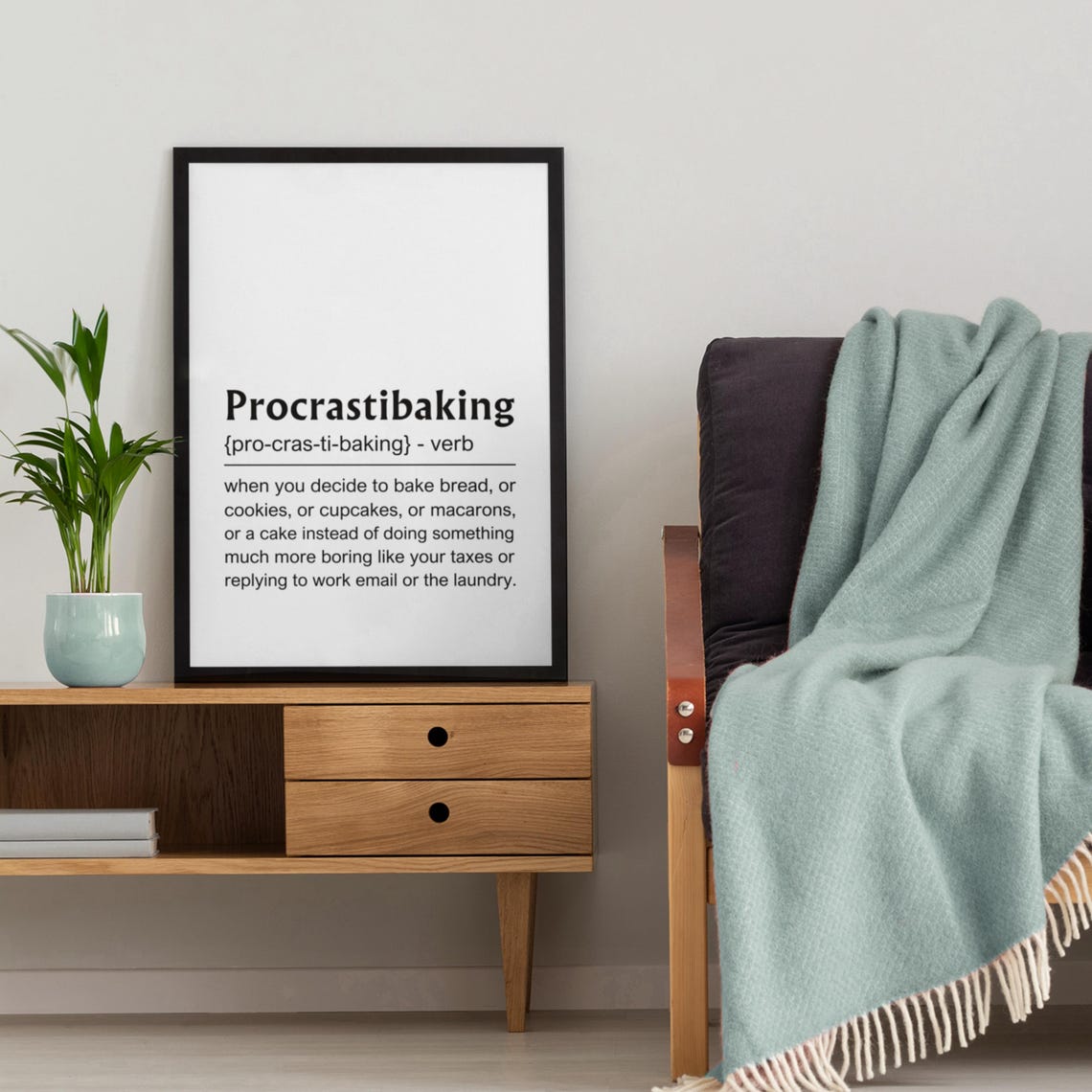 Procrastibaking Definition Funny Baker Kitchen Humor Gift Poster