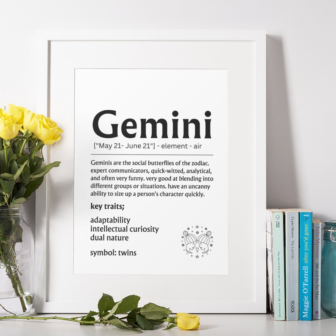 Gemini Zodiac Definition Sign Twins Key Traits Astrology Gift Poster - Image 5