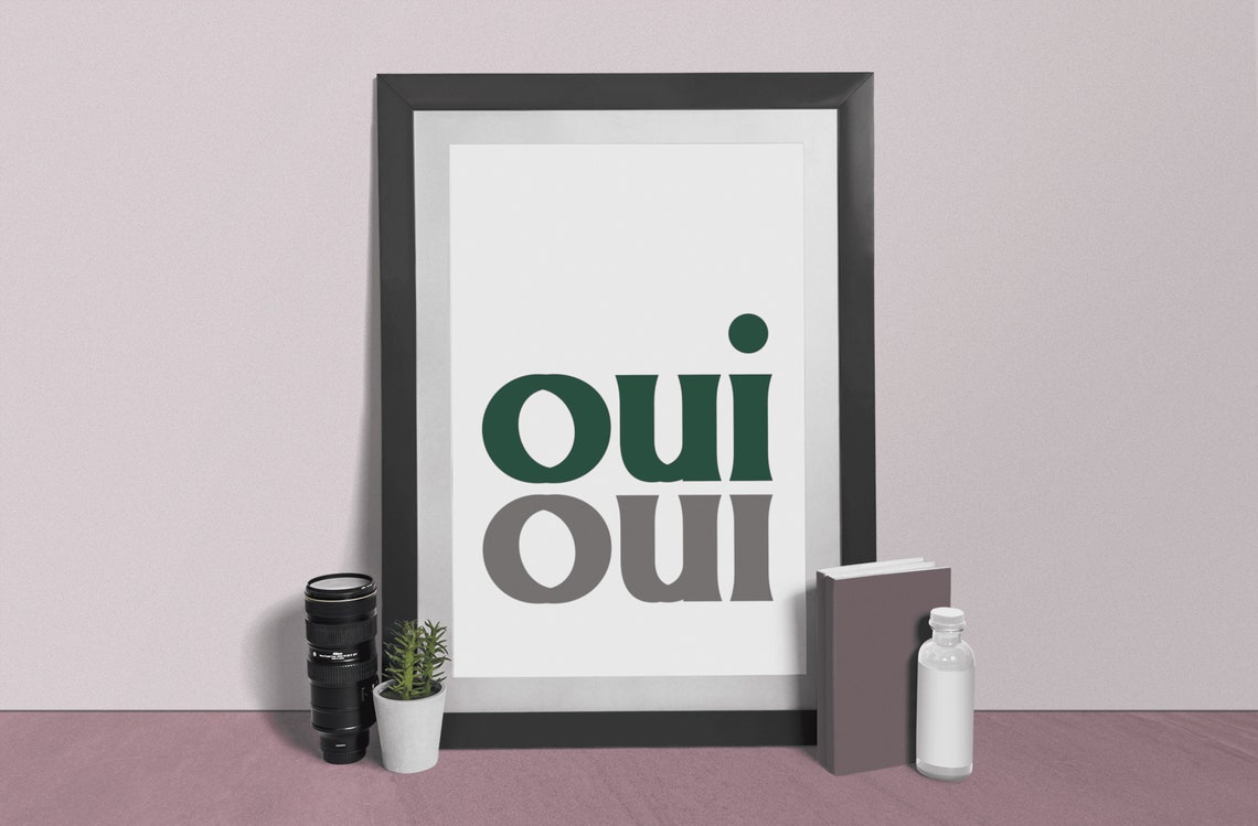 Oui Oui French Chic Green Typography Minimalist Home Decor Poster - Image 3