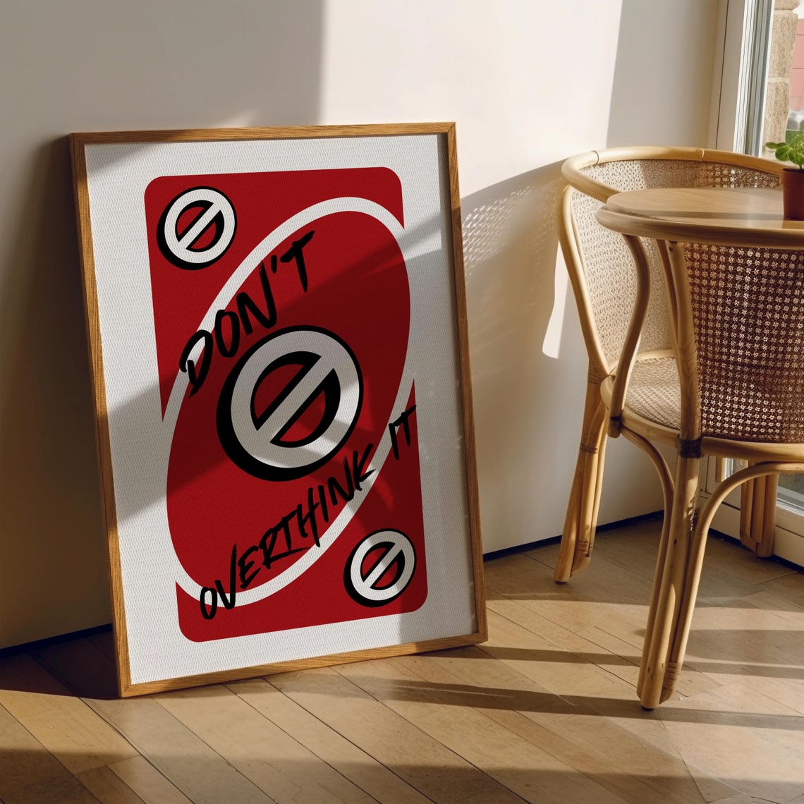 Dont Overthink It Red Playing Card Style Positive Mindset Poster - Image 3
