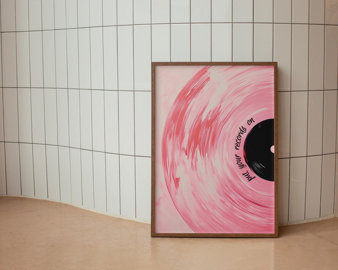 Pink Vinyl Record Retro Maximalist Eclectic Art Print - Image 5