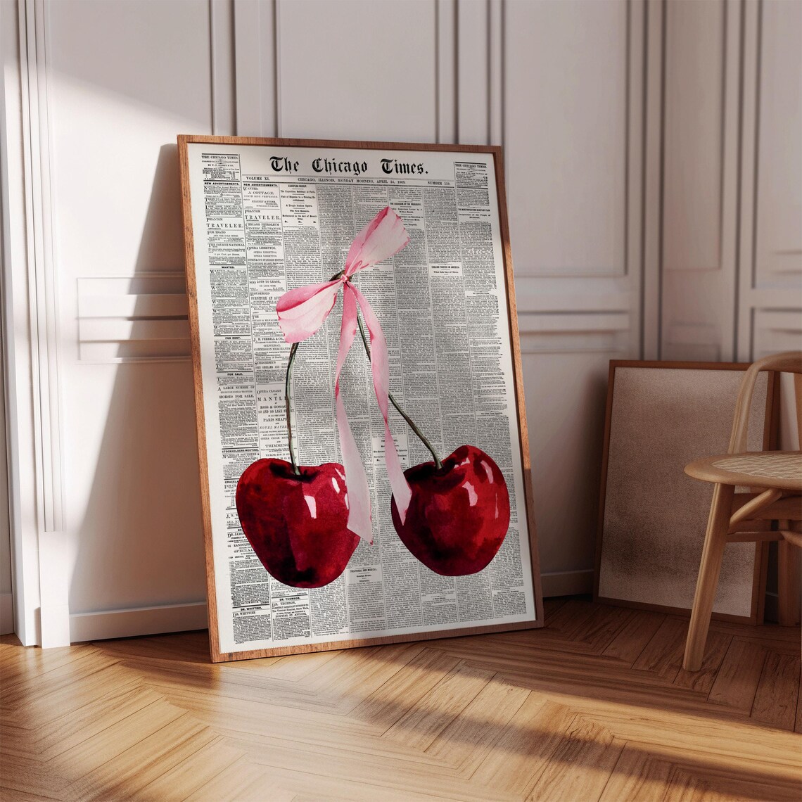 Cherry Poster, Trendy Retro Newspaper Art - Image 2