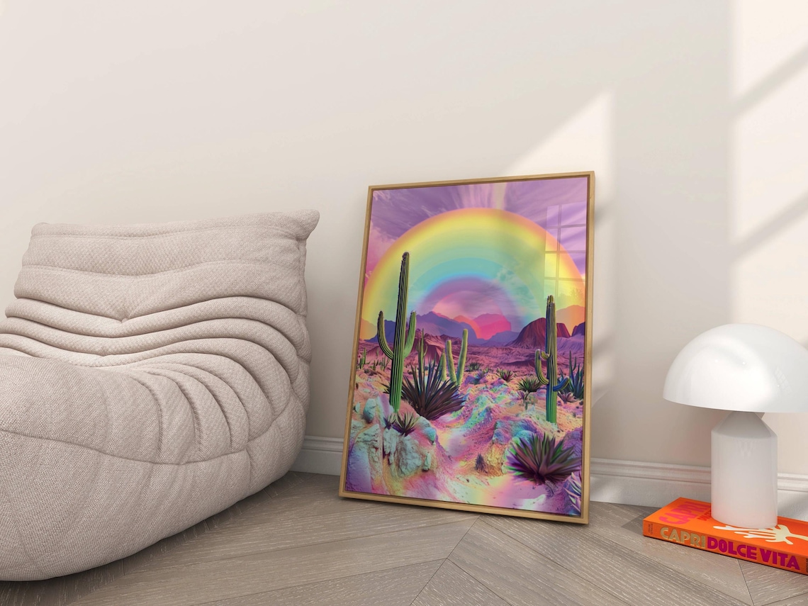 Psychedelic Desert Landscape, 70s Retro Art Print - Image 3