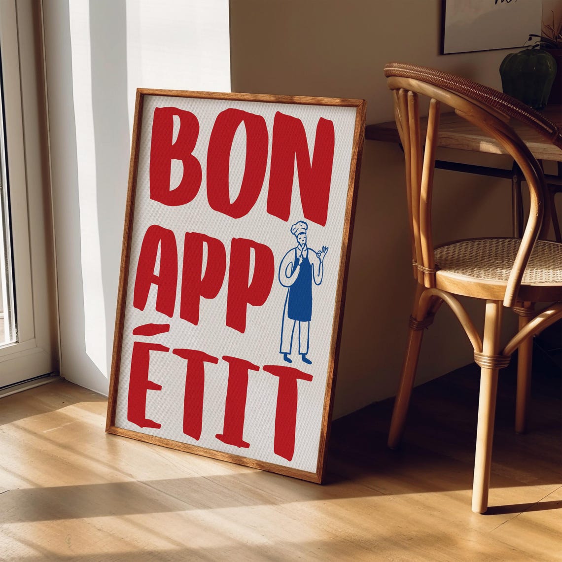 Bon Appetit Red French Kitchen Chef Quote Bold Typography Poster - Image 4