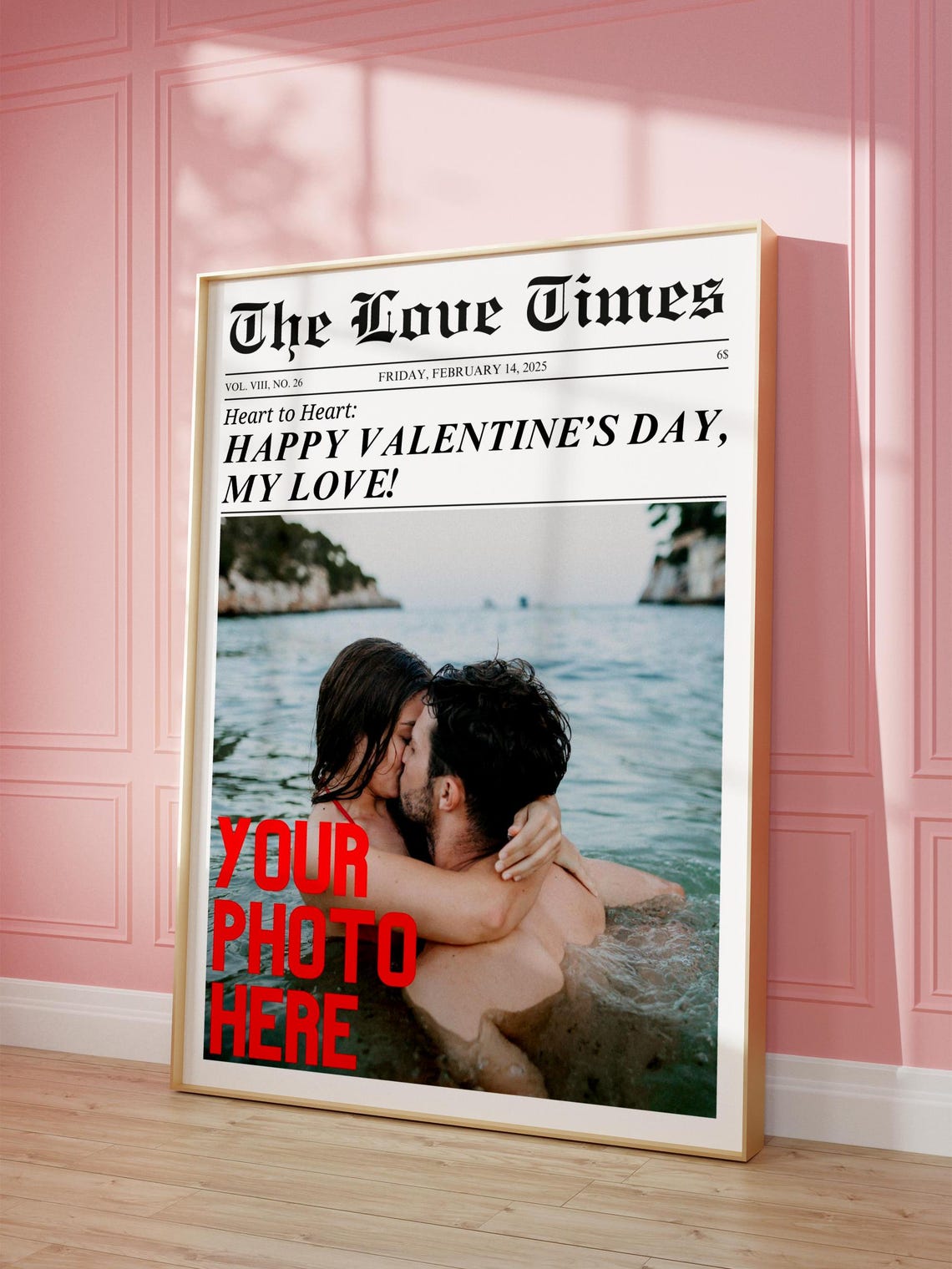 Custom Couple Photo Valentine Newspaper The Love Times Poster - Image 6
