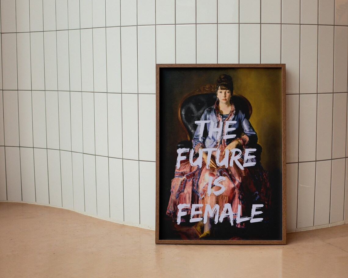 The Future Is Female Graffiti Seated Lady Portrait Quote Poster - Image 3