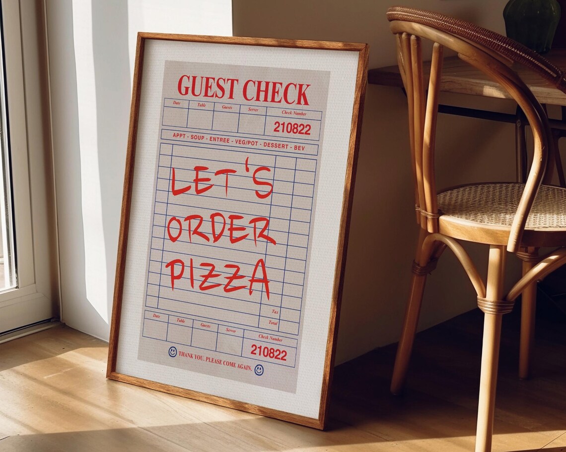 Lets Order Pizza Guest Check Retro Kitchen Poster - Image 5