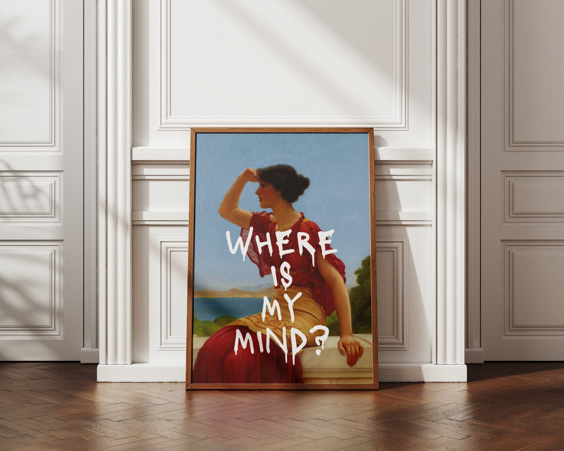 Where Is My Mind Woman By The Sea Classical Art Quote Poster - Image 7