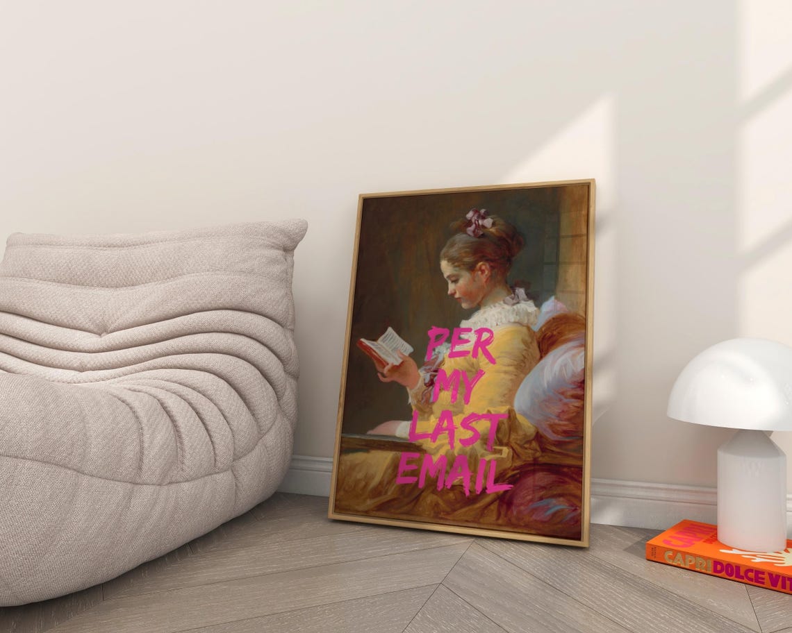 Per My Last Email Funny Classical Reading Woman Quote Poster - Image 2