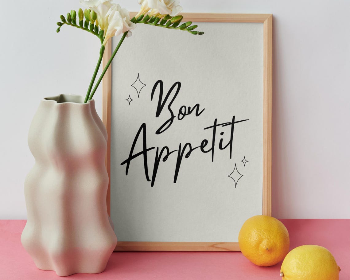 Bon Appetit Script Elegant Sparkle Minimalist Kitchen Poster - Image 2