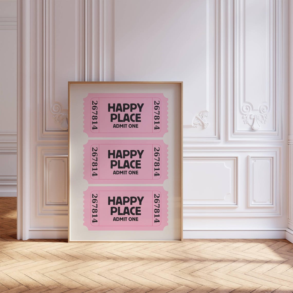 Happy Place Admit One Pink Retro Tickets Trendy Quote Poster - Image 7
