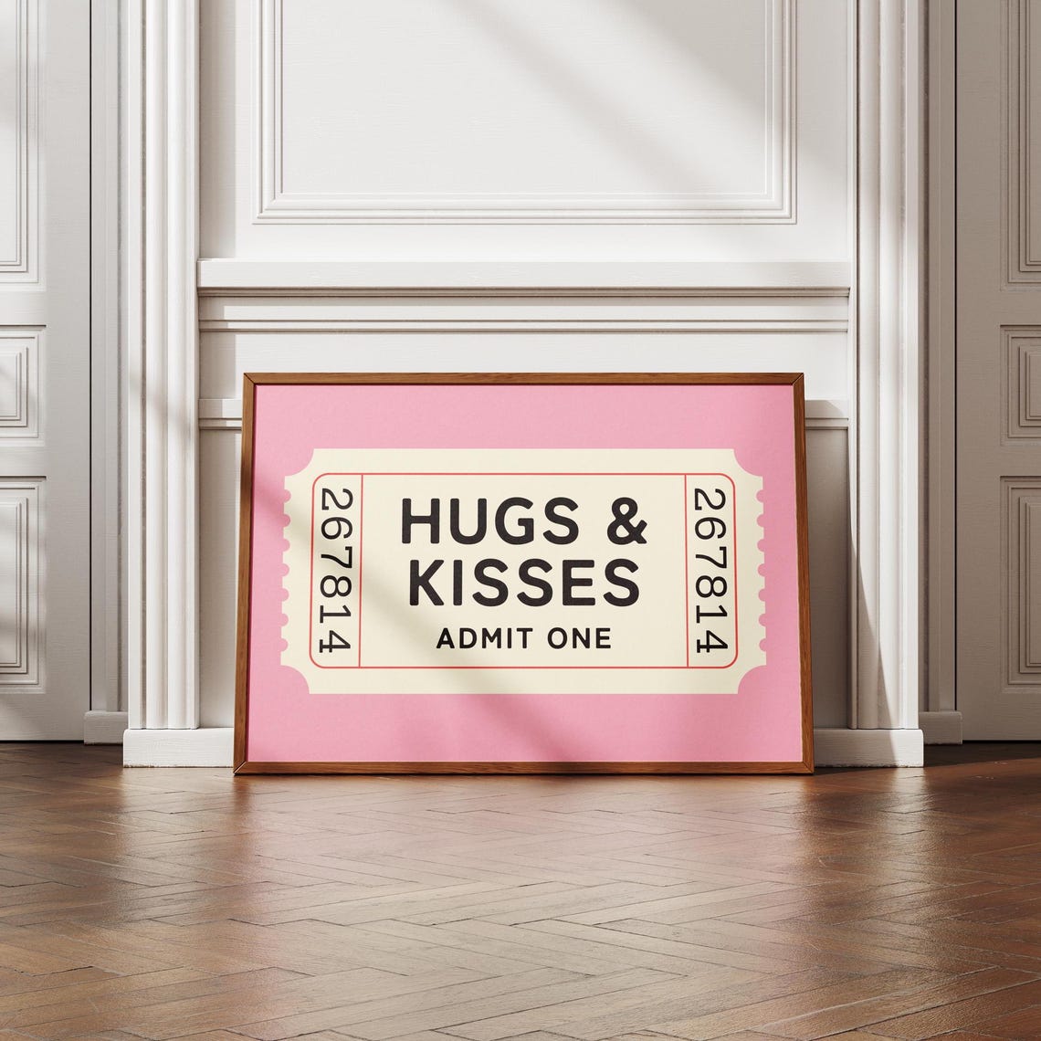 Hugs And Kisses Admit One Pink Retro Ticket Stub Love Poster - Image 5