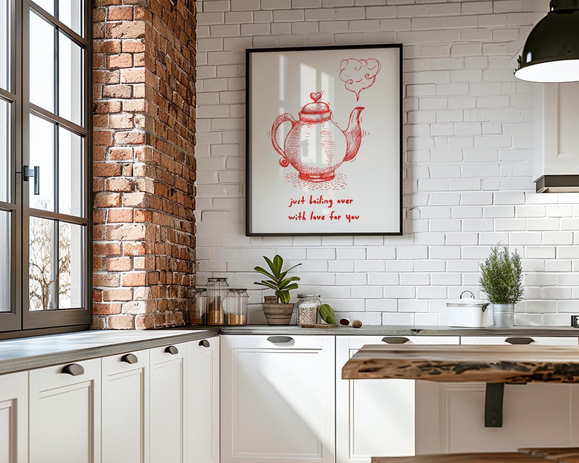 Aesthetic Kitchen Decor Cute Teapot Illustration Art Kitchen Wall Art Print Dining Room Print Tea Lover Gift Retro Print Print - Image 4